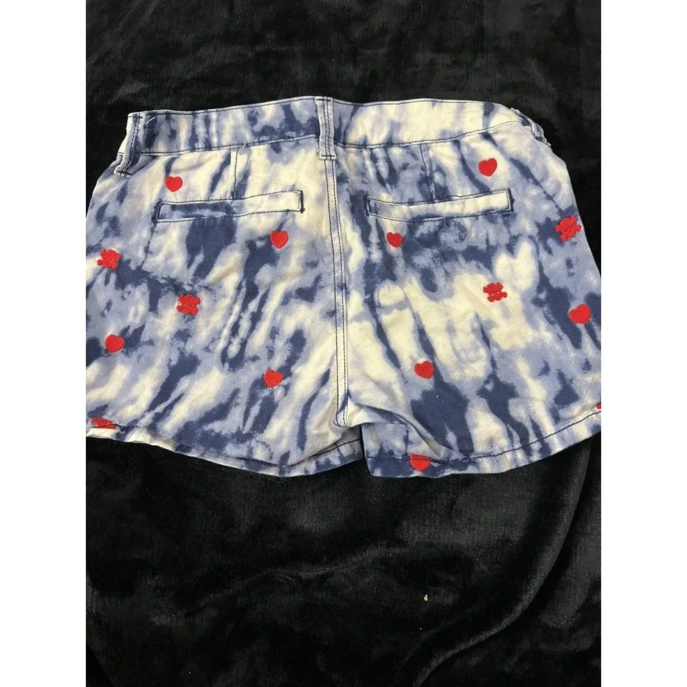 Justice Girls 14 R‎ Skull / Crossbones Tie Dye Shorts - Blue / Red / White